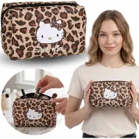 Sarcia.eu Hello Kitty RUIME Luipaardprint Make-up tas, met rits, REIS voor cosmetica