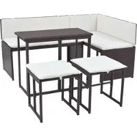 vidaXL 5-delige tuinset, staal, polyrotan, bruin