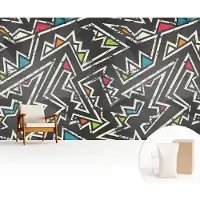 Wallfluent Fotobehang - Zwart Vliesbehang - 416x254 cm - Energetische Geometrie Fotobehang Vlies - Woonkamer behang Abstractie - Muurschildering - Woonkamer behang
