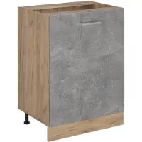 Vicco Keukenonderkast R-Line Beton/Goudkleurig Eiken 60 cm met 1 deur zonder werkblad, Model 72154
