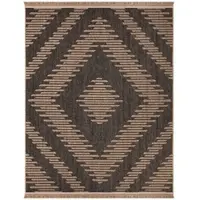 TT Home Binnen- en buitentapijt Woonkamer Weerbestendig Balkon Boho Geo Motief 3D Franjes