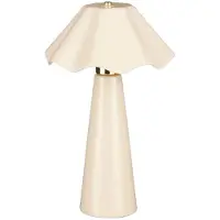 Mica Decorations Meera Tafellamp Beige Keramiek - Geschikt voor E27 Lichtbron Max. 60W - IP20 Classificatie voor Binnengebruik - Decoratieve Geplooide Kap - H40,5 x Ø25 cm