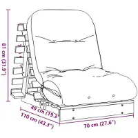 vidaXL Futon slaapbank met matras 70x206x11 cm massief grenenhout wit