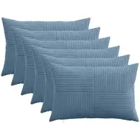 vidaXL Kussensloop 6 st ALMELO Blauw 50 x 75 cm corduroy