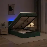 vidaXL Ottomaanse Bed met Matras en LED Donkergroen 120 x 200 cm
