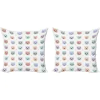 Abakuhaus Kids Sierkussenhoes Set van 2, Lächelnde Kat Maulkorb Cartoon, Modern Accent Dubbelzijdige Digitale Print, 45x45, Meerkleurig