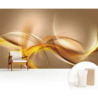 Wallfluent Fotobehang - Beige Vliesbehang - 416x254 cm - Zachte Lijnen Muurschildering - Gang behang Abstractie - Fotobehang Vlies - Slaapkamer behang