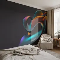 Coloray Vliesbehang - Oranje Snellijm Behang - 250x104 cm - Kleurrijke Werveling Fotobehang Vlies - Hal behang Abstractie - Muurschildering - Hal behang