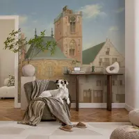 Coloray Vliesbehang - Blauw Snellijm Behang - 250x104 cm - Historisch Stadhuis Fotobehang Vlies - Woonkamer behang Architectuur - Muurschildering - Woonkamer behang