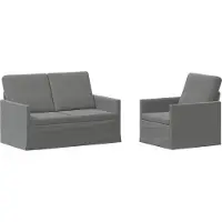 vidaXL - Bankstel - 2 - pcs - Donkergrijs - fluweel