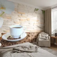 Coloray Vliesbehang - Wit Snellijm Behang - 250x250 cm - Bloemige Ontspanning Muurschildering - Gang behang Voedsel - Fotobehang Vlies - Slaapkamer behang