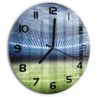Tulup Wandklok - Stadion Gekleurde Glazen Klok - fi30 cm - Groente Glazen Klok Met Print - Zwarte handen - Ronde Klok - Moderne Wandklok Glas - Wandklok Glas Decoratie