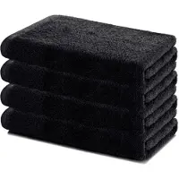 Lavea Set van 4 Handdoeken 40x70 cm – Set Douchehanddoeken Zacht en Absorberend – 100% Katoen – Oeko-TEX 100 – Wasbaar op 60°C – voor Badkamer, Gastentoilet en Fitness – Zwart