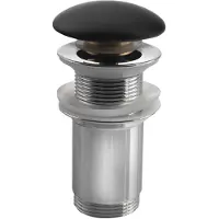 Hak Sapho wastafelafvoer, 5/4 inch, klik-klak, keramische stop, geschikt voor wastafels van 10-50 mm, mat zwart