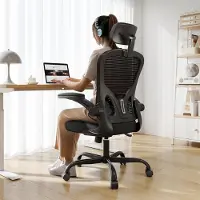 Merkloos Kantoorkruk, ergonomische kantoorkruk met een draagvermogen van 150 kg, hoge rugleuning voor comfortabel werken gedurende lange periodes, 360° draaibaar