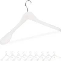 Relaxdays kledinghanger - hout - set van 10 - brede schouders - wit
