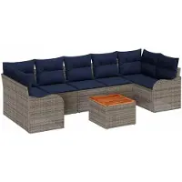 vidaXL Tuinbank Set 8 st Grijs poly rattan