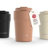 LARS NYSØM Bevægelse Thermos Coffee Mug-to-go 380ml - BPA-vrij met Isolatie - Lekvrije Roestvrijstalen Thermosbeker (Blush Rose)