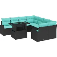 vidaXL Tuinset, 9-delig, zwart, polyrotan