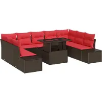 vidaXL Tuinbank Set 10 st Bruin poly rattan