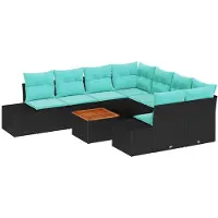 vidaXL Tuinbankenset 9 st Zwart poly rattan