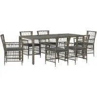 vidaXL Buiten Eettafel Set 7 st Grijs poly rattan