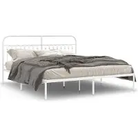 vidaXL Bedframe met hoofdbord metaal wit 183x203 cm
