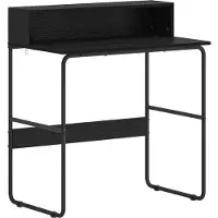 vidaXL - Bureau - met - opslag - Zwart - eiken - 80 - x - 50 - x - 91 - cm