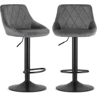 Mufart Ares Barstoelen Grijs Velours Draaibaar met Rugleuning - Set van 2