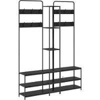 vidaXL Kapstok met schoenenbank Zwart eiken 143 x 30 x 199,5 cm