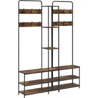 vidaXL Kapstok met schoenenbank Gerookt eiken 143 x 30 x 199,5 cm