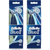 Gillette 2 x - Blue 2 - Wegwerpscheermesjes - Chromium Coating - 10 Scheermesjes - Voordeelverpakking - 2 stuks