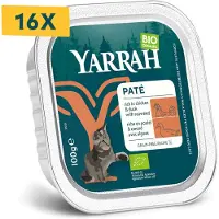 Yarrah 16x Bio Alu Paté Grainfree Kattenvoer Nat Kip & Eend 100 Gr