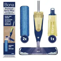 Bona Premium Spray Mop - Alles-in-1 Dweilsysteem - Vloerwisser met Spray - Inclusief Geoliede Houten Vloer Reiniger & 2 Microvezel Reinigingspads - Dweil - Streeploos - Sneldrogend