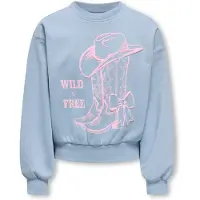 ONLY KIDS GIRL sweater met print - lichtblauw Printopdruk - maat 158/164