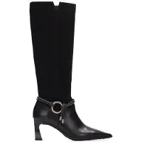 Hispanitas Dames Zwarte leren laarzen Paris (38), Leer, 5 tot 8 cm, Ritssluiting, Casual HI265123