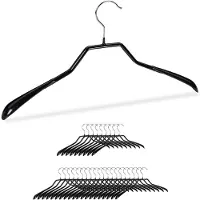 Relaxdays kledinghangers - metaal - set van 30 stuks - brede schouders - antislip - rubber - zwart