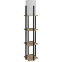 Opviq , Nora SRC, vloerlamp, natuurlijk, gemaakt van MDF, 21 x 21 x 135 cm