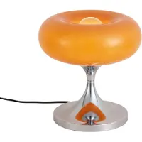 QAZQA Retro tafellamp chroom met oranje glazen kap 31 cm - Glaze