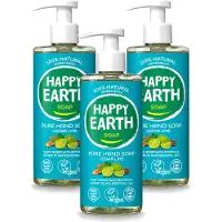 Happy Earth 3 x – Handzeep – 100% Natuurlijk Cedar Lime – 300 ml - Voordeelverpakking - 3 stuks