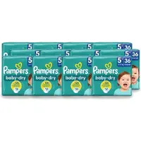 Pampers 12 x – Luiers – Baby-Dry Maat 5+ (12-17 kg) – 36 Luiers - Voordeelverpakking - 12 stuks