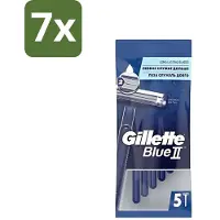 Gillette 7 x - Blue II - Wegwerpscheermesjes - Precisie & Comfort - 5 Scheermesjes - Scheermesje - Wegwerpscheermesje - Blue Ii - Scheerresultaat - Scherpe Mesjes