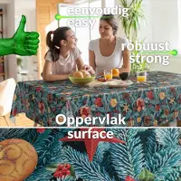 ANRO Tafelkleed Kerst Dennentakken Blauw 400x140cm Rechte rand Afwasbaar Waterafstotend