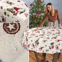 ANRO Tafelkleed Kerstkabouter Meerkleurig Rond Ø100cm Rechte rand Afwasbaar Waterafstotend Binnen & Buiten