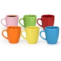Excellent houseware koffie mok Sevilla - set 6x stuks - multi kleuren - 350 ml - mokken - keramiek
