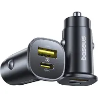 Baseus Gotrip Autolader USB-C / USB-A, 30W - Zwart