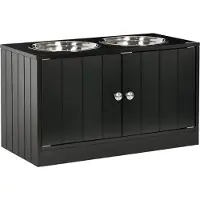 PawHut Erhöhter Hundenapf Futternapf mit Stauraum Wassernapf 2 x 2000ml Edelstahlnäpfen Fressnapf Hundenäpfe Futterstation für Große Hunde Katzen Schwarz