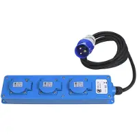 Pricenet Verdeelunit voor stroom, geschikt voor camping en caravan, met CEE-aansluiting, 1,5 meter lang, en 3 SchuKo-stopcontacten