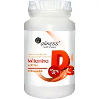 Aliness Vitamine D3 Forte 4000 IE, natuurlijk gewonnen uit lanoline. Immuunsysteem ondersteuning. 120 capsules.