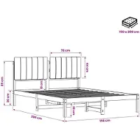 vidaXL - Bedframe - met - gestoffeerd - hoofdbord - Naturel - en - lichtgrijs
